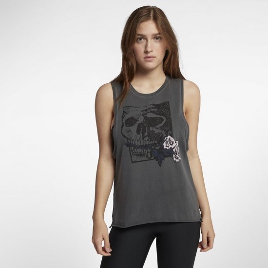 Hurley Yaiya Skull Rose Biker | Anthracite - Click Image to Close