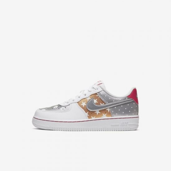 Nike Force 1 Low | White / Metallic Gold / University Red / Metallic Silver - Click Image to Close