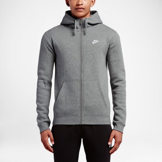 Nike Sportswear Full-Zip | Dark Grey Heather / Dark Grey Heather / White - Click Image to Close