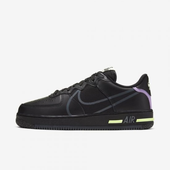 Nike Air Force 1 React | Black / Violet Star / Barely Volt / Anthracite - Click Image to Close