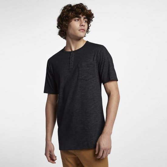 Hurley Dri-FIT Lagos Henley | Black / Cool Grey - Click Image to Close