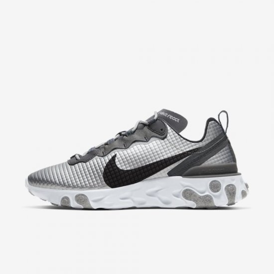 Nike React Element 55 Premium | Metallic Silver / Pure Platinum / Dark Grey / Black - Click Image to Close