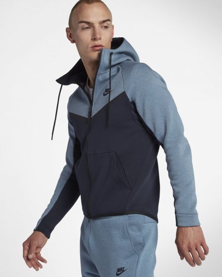 Nike Sportswear Tech Fleece Windrunner | Aegean Storm / Heather / Obsidian / Black - Click Image to Close