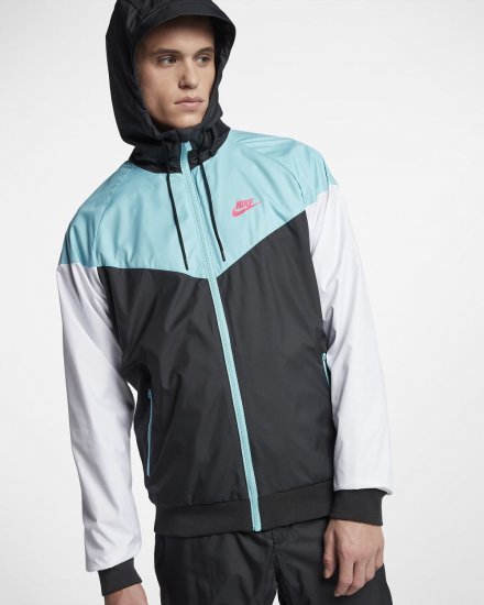 Nike Sportswear Windrunner | Black / Bleached Aqua / White / Racer Pink - Click Image to Close