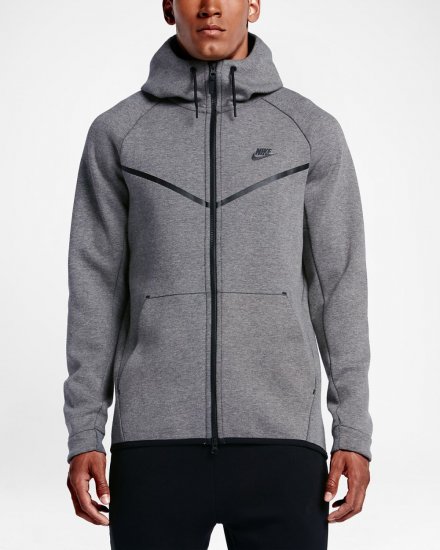 Nike Sportswear Tech Fleece Windrunner | Carbon Heather / Black / Black - Click Image to Close