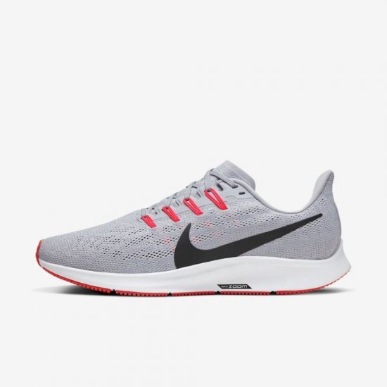 Nike Air Zoom Pegasus 36 | Wolf Grey / White / Bright Crimson / Black - Click Image to Close