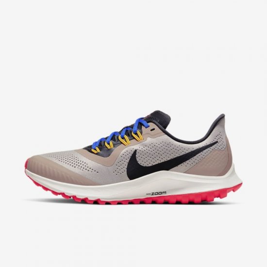 Nike Air Zoom Pegasus 36 Trail | Pumice / Pacific Blue / Bright Crimson / Oil Grey - Click Image to Close